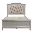 Bowery Hill Queen Faux Leather Storage Bed with LED in Champagne