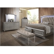 Bowery Hill Queen Faux Leather Storage Bed with LED in Champagne