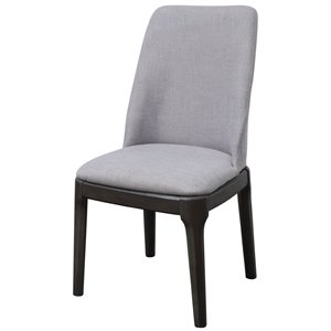 Bowery Hill Fabric Upholstered Side Chair Set of 2 in Gray Oak