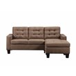 Bowery Hill Sectional Sofa with Reversible Ottoman in Brown Linen
