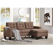Bowery Hill Sectional Sofa with Reversible Ottoman in Brown Linen