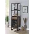 Bowery Hill Metal 1-Drawer Wine Rack with 5 Shelves in Weathered Oak