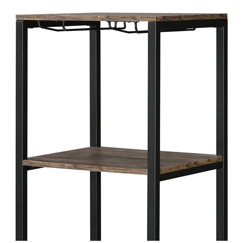 Bowery Hill Metal 1-Drawer Wine Rack with 5 Shelves in Weathered Oak