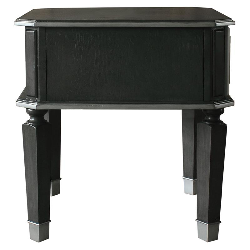Bowery Hill Wooden End Table with Storage Drawer in Charcoal/Light Gray