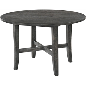 Bowery Hill Rustic Gray Wooden Dining Table with Round Top and X-Legs
