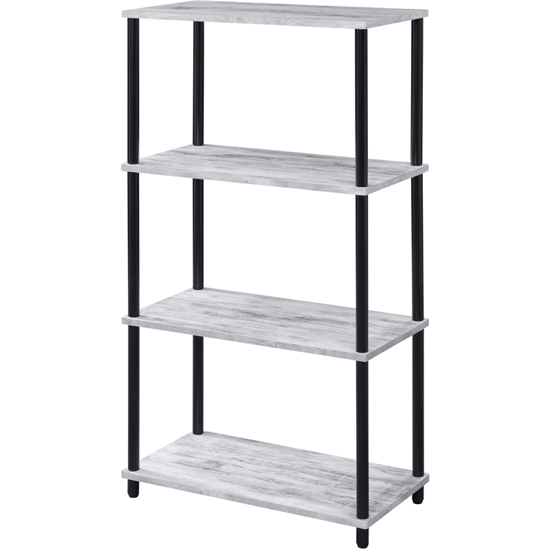 Bowery Hill 4-Shelf Rectangular Bookshelf in Antique White and Black