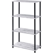 Bowery Hill 4-Shelf Rectangular Bookshelf in Antique White and Black