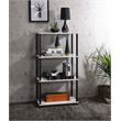 Bowery Hill 4-Shelf Rectangular Bookshelf in Antique White and Black