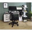 Bowery Hill 4-Shelf Rectangular Bookshelf in Antique White and Black