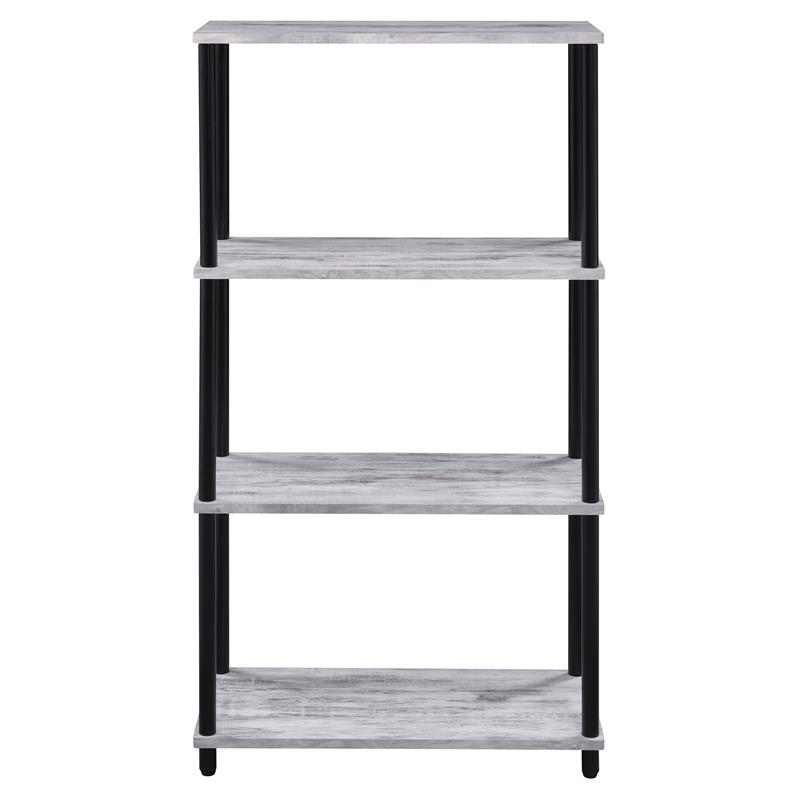 Bowery Hill 4-Shelf Rectangular Bookshelf in Antique White and Black