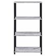 Bowery Hill 4-Shelf Rectangular Bookshelf in Antique White and Black