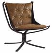 Bowery Hill Button Tufted Top Grain Leather Accent Chair in Coffee
