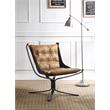 Bowery Hill Button Tufted Top Grain Leather Accent Chair in Coffee
