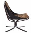 Bowery Hill Button Tufted Top Grain Leather Accent Chair in Coffee