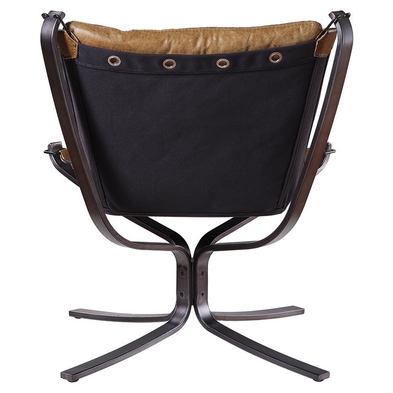 Bowery Hill Button Tufted Top Grain Leather Accent Chair in Coffee