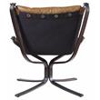 Bowery Hill Button Tufted Top Grain Leather Accent Chair in Coffee
