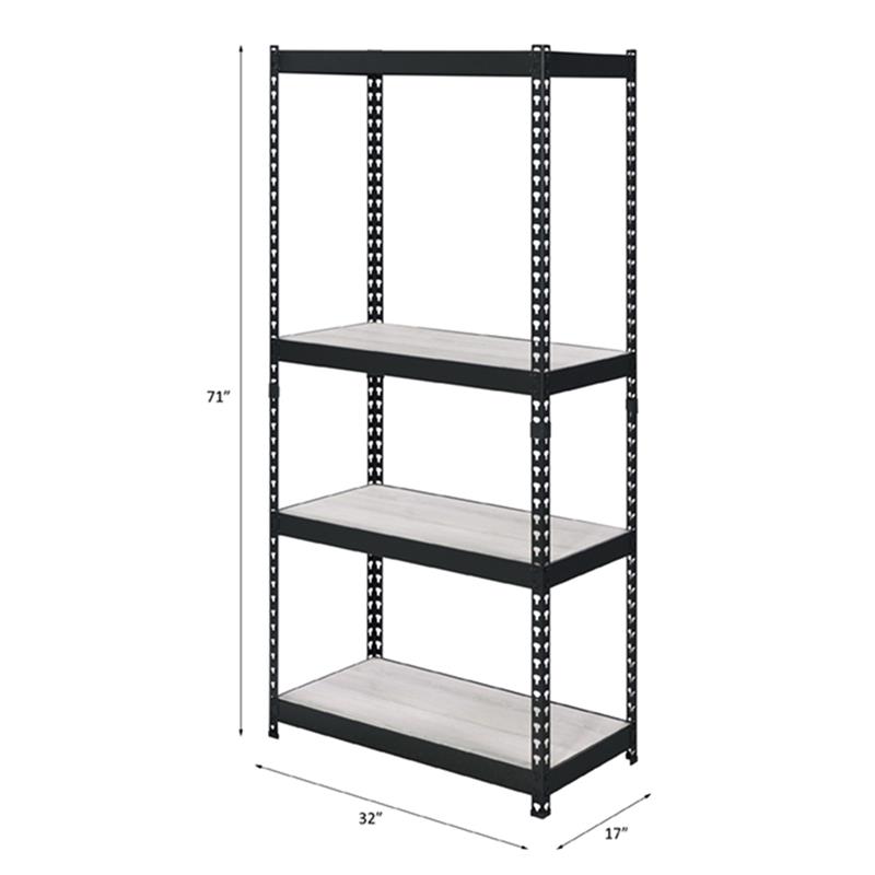Bowery Hill 4-Shelf Rectangular Metal Bookshelf in Natural and Black