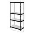Bowery Hill 4-Shelf Rectangular Metal Bookshelf in Natural and Black