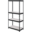 Bowery Hill 4-Shelf Rectangular Metal Bookshelf in Natural and Black