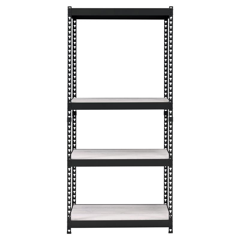 Bowery Hill 4-Shelf Rectangular Metal Bookshelf in Natural and Black