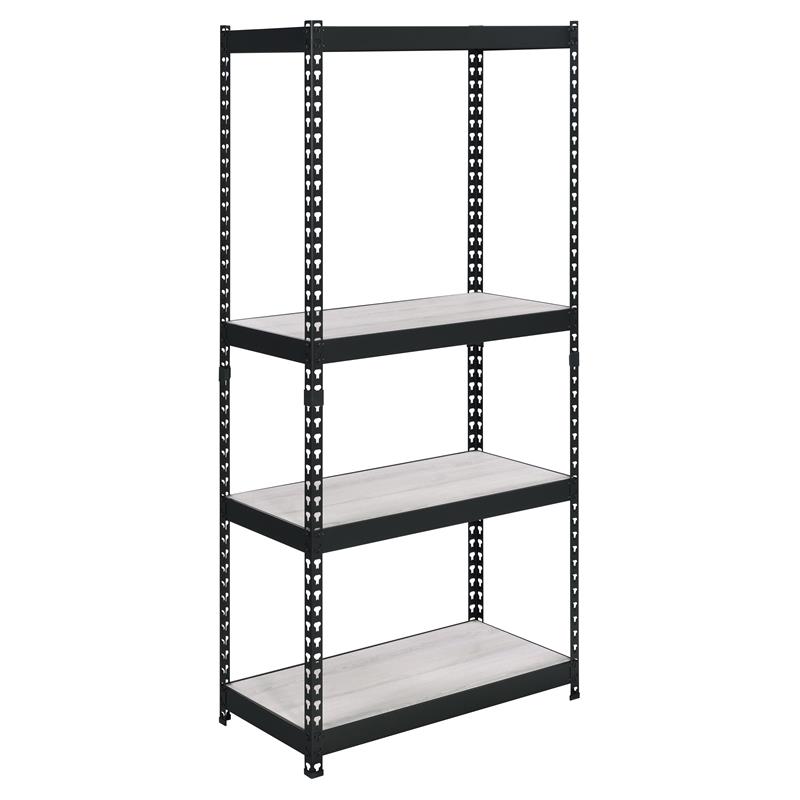Bowery Hill 4-Shelf Rectangular Metal Bookshelf in Natural and Black