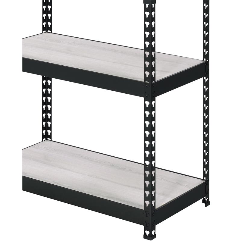 Bowery Hill 4-Shelf Rectangular Metal Bookshelf in Natural and Black