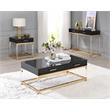 Bowery Hill 2 Drawer Wooden Console Table with Metal Base in Black and Gold