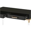 Bowery Hill 2 Drawer Wooden Console Table with Metal Base in Black and Gold
