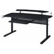 Bowery Hill Metal Frame Gaming Table with USB Port and LED Light in Black