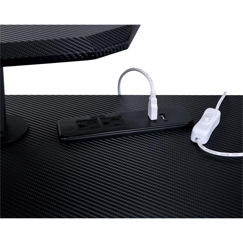 Bowery Hill Metal Frame Gaming Table with USB Port and LED Light in Black