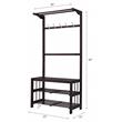 Bowery Hill Wooden Hall Tree with 5 Hooks and 2 Cloth Rods in Espresso