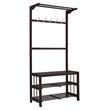 Bowery Hill Wooden Hall Tree with 5 Hooks and 2 Cloth Rods in Espresso