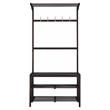 Bowery Hill Wooden Hall Tree with 5 Hooks and 2 Cloth Rods in Espresso