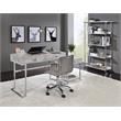 Bowery Hill 1-Drawer Nightstand with Faux Marble Top and Chrome Base