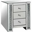 Bowery Hill Mirrored Accent Table with 3 Drawers and Faux Crystal Inlays