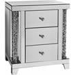 Bowery Hill Mirrored Accent Table with 3 Drawers and Faux Diamond Inlays