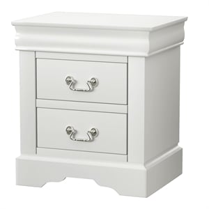 Bowery Hill Wooden Nightstand with 2 Drawers in White Finish