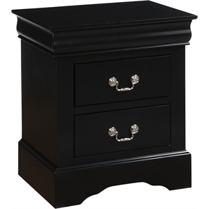 Bowery Hill Nightstand with 2 Drawers in Black and Nickel Handles