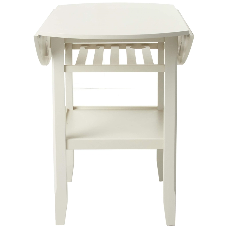 Bowery Hill Round Counter Height Table with Drop Leaves in Cream Wood