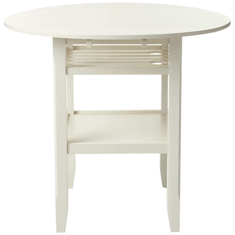 Bowery Hill Round Counter Height Table with Drop Leaves in Cream Wood