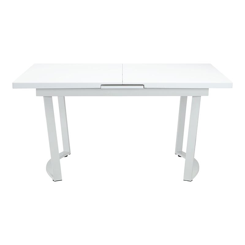 Bowery Hill Engineered Wood Dining Table in High Gloss White with Leaf
