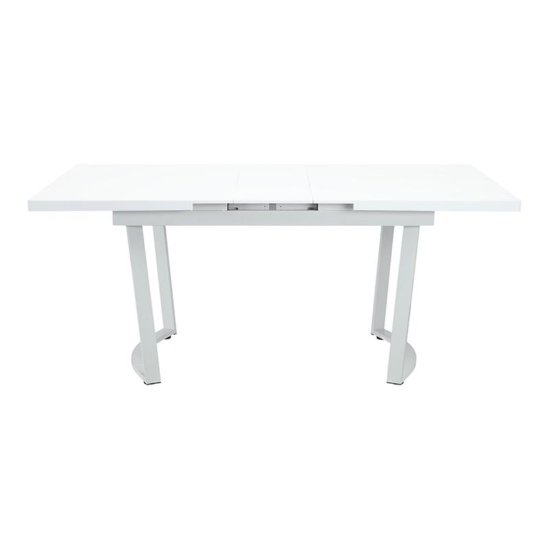Bowery Hill Engineered Wood Dining Table in High Gloss White with Leaf