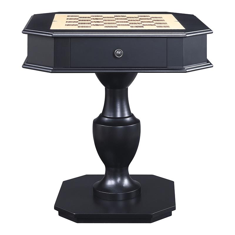 Bowery Hill 2-Drawer Wooden Game Table in Black with Reversible Game Tray