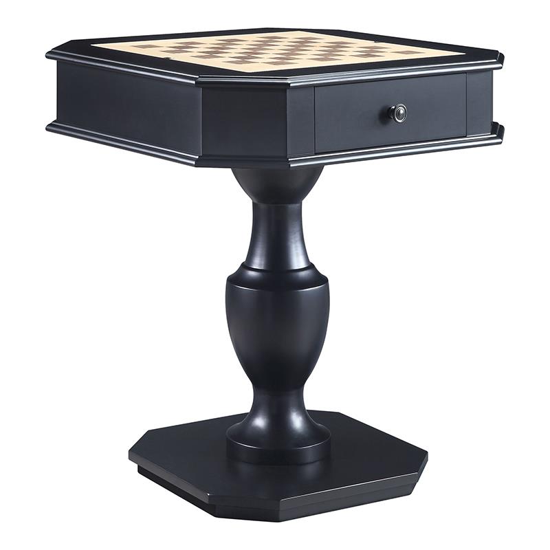 Bowery Hill 2-Drawer Wooden Game Table in Black with Reversible Game Tray