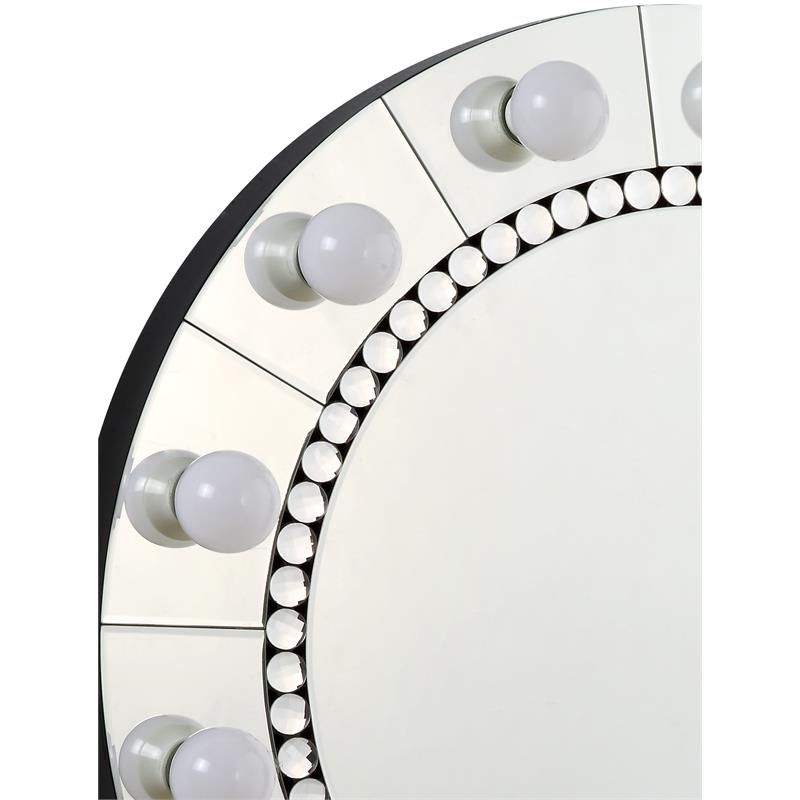 Bowery Hill Round Glass Wall Decor with Faux Crystal Diamonds
