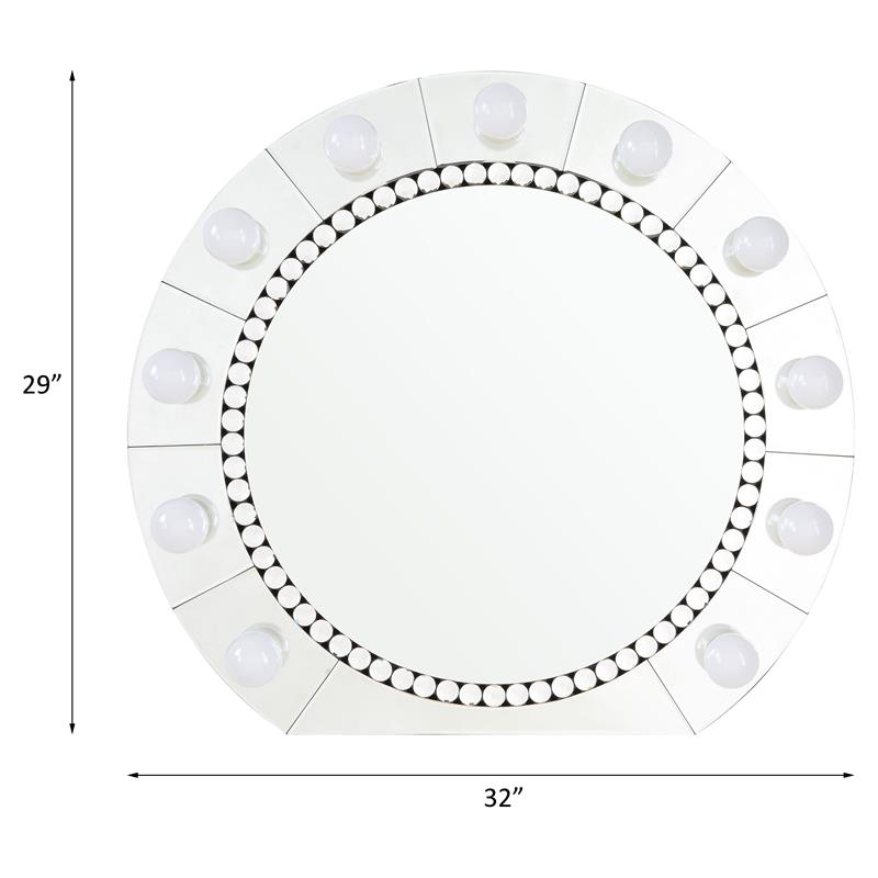 Bowery Hill Round Glass Wall Decor with Faux Crystal Diamonds