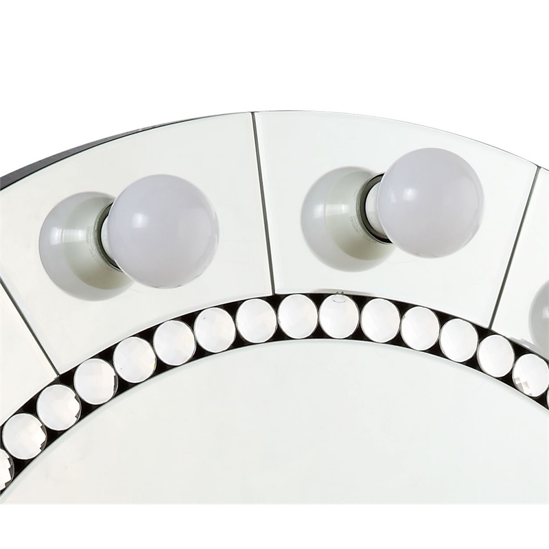 Bowery Hill Round Glass Wall Decor with Faux Crystal Diamonds