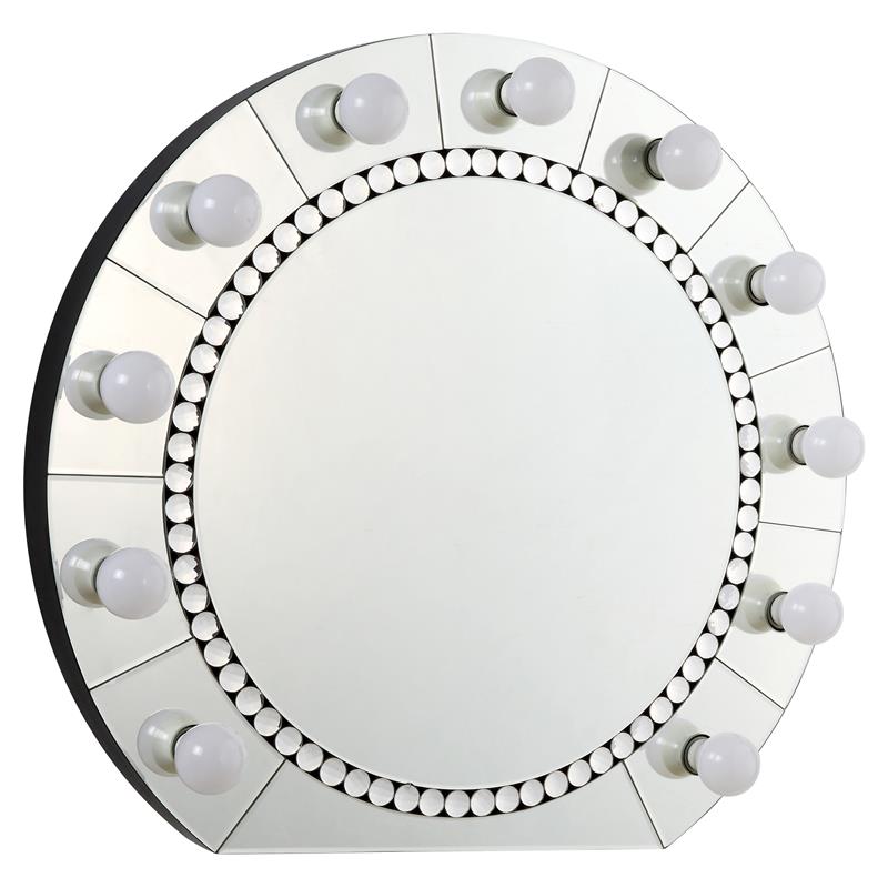 Bowery Hill Round Glass Wall Decor with Faux Crystal Diamonds