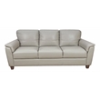 Bowery Hill Pillow Top Arm Sofa in Beige Leather with Wooden Inner Frame