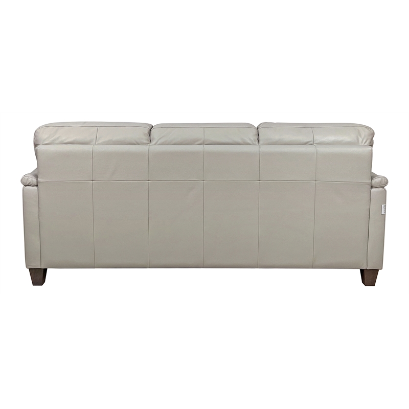 Bowery Hill Pillow Top Arm Sofa in Beige Leather with Wooden Inner Frame